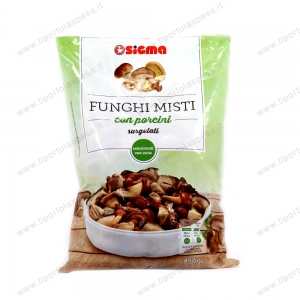 Funghi misti con porcini surgelati   gr.450 linea Sigma