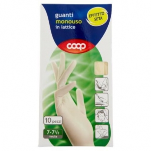 COOP guanti monouso in lattice 7-7½ media 10 pz