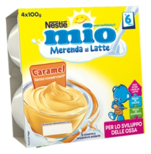 NESTLÉ MIO Merenda al Latte Caramel da 6 mesi senza glutine 4 vasetti plastica 100g