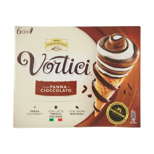 Vortici Cono Gelato Panna E Cioccolato Con Vortici Di Cioccolato 6 Coni