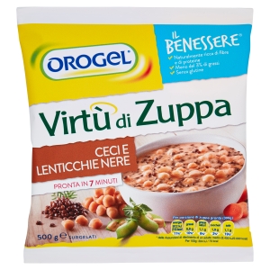 Orogel Il Benessere Virtù di Zuppa Ceci e Lenticchie Nere Surgelati 500 g