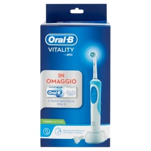 Oral B Spazzolino Elettrico Ricaricabile Vitality+OralB Dentifricio Gengive & Smalto Repair omaggio