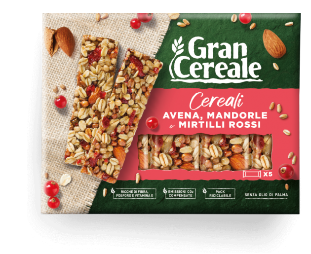 Cereali avena, mandorle e mirtilli rossi