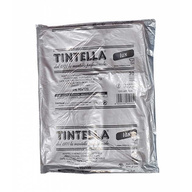 TL30 - TINTELLA lux, mantella in P.E.L.D., cm 90x120, 20 my, 600 gr, confezione da 30 pezzi, disponibile in bianco, fucsia, blu