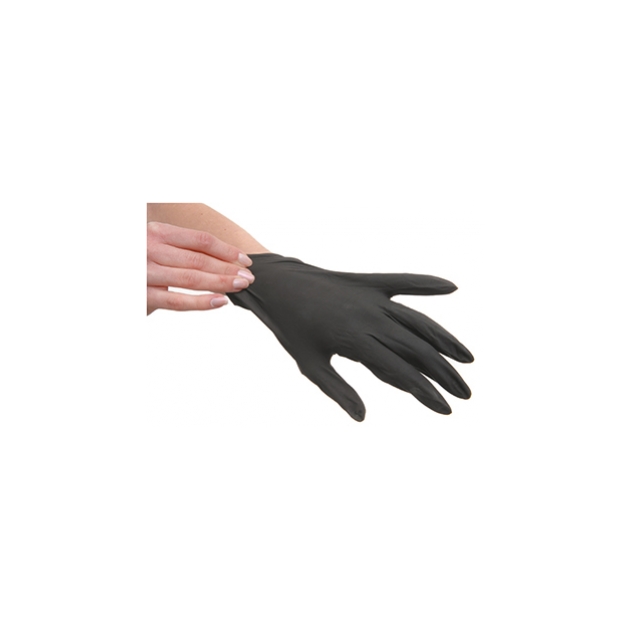 NITRILEN - Gants en nitrile noire sans poudre, mesure : S, M, L